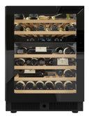Schwarzer Weinkeller-Einbaukühlschrank für 46 Flaschen ohne Griff (integrierte Seitenrille)