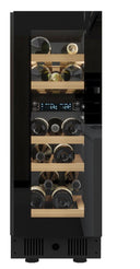 Schwarzer Weinkeller-Einbaukühlschrank für 17 Flaschen ohne Griff (integrierte Seitenrille)