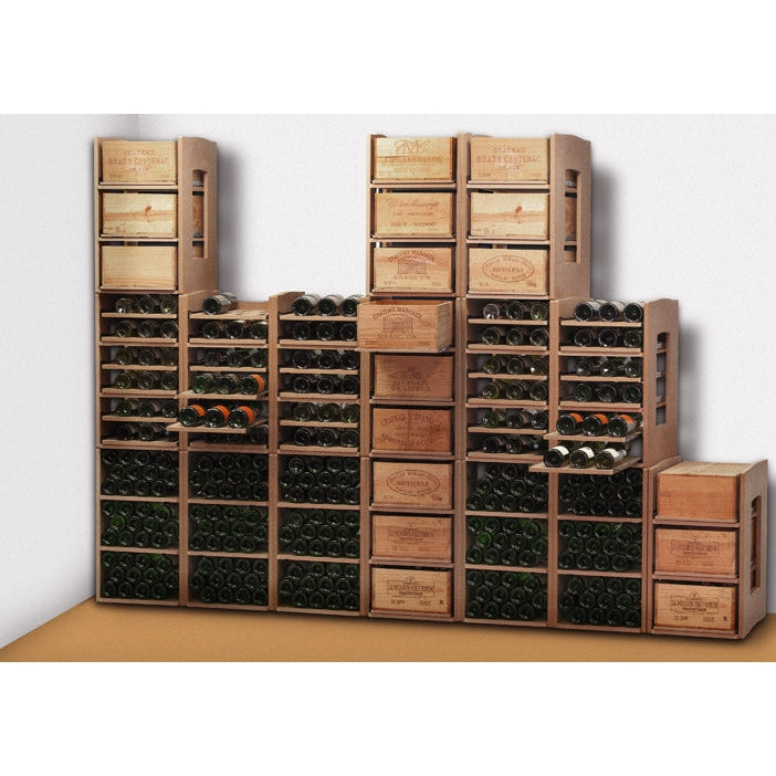 Novaliv Scaffale per 24 bottiglie, colore marrone, scaffale in plastica robusta, per bottiglie di vino, impilabile (marrone, 4 pezzi