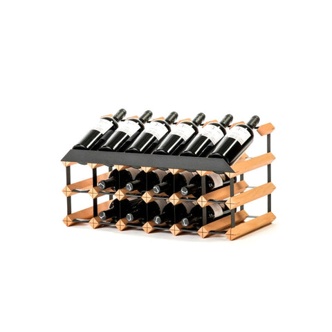 Wood-steel bottle rack 18 bottles