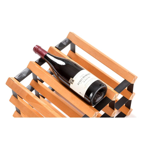 Wood-steel wine rack 9 bottles