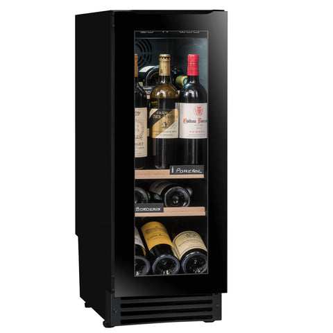 Black built-in wine cellar for 22 bottles, single temperature