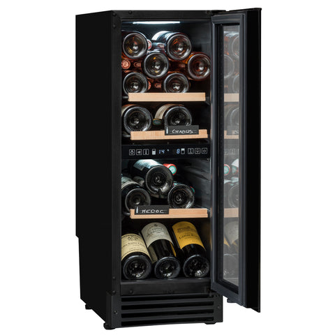 Black Built-in Wine Cellar 25 Bottles Dual Temperature
