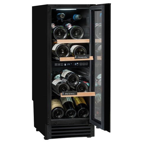 Black Built-in Wine Cellar 25 Bottles Dual Temperature