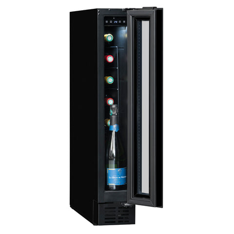 Black 8-bottle built-in wine cellar with single temperature