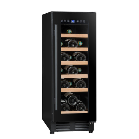 Schwarzer Einbau-Kellerkühlschrank für 20 Flaschen, Einzeltemperatur