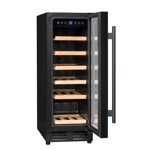 Schwarzer Einbau-Kellerkühlschrank für 20 Flaschen, Einzeltemperatur