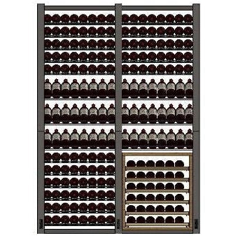 Scaffale Acciaio - 2 Colonne + Contenitore 6 ripiani scorrevoli - 248 bottiglie